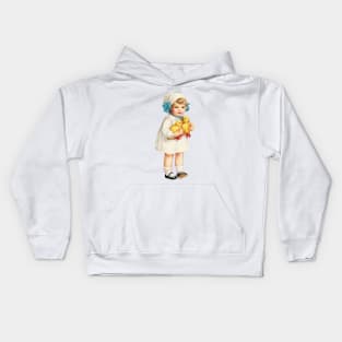 Vintage Easter Girl with Chicks Kids Hoodie